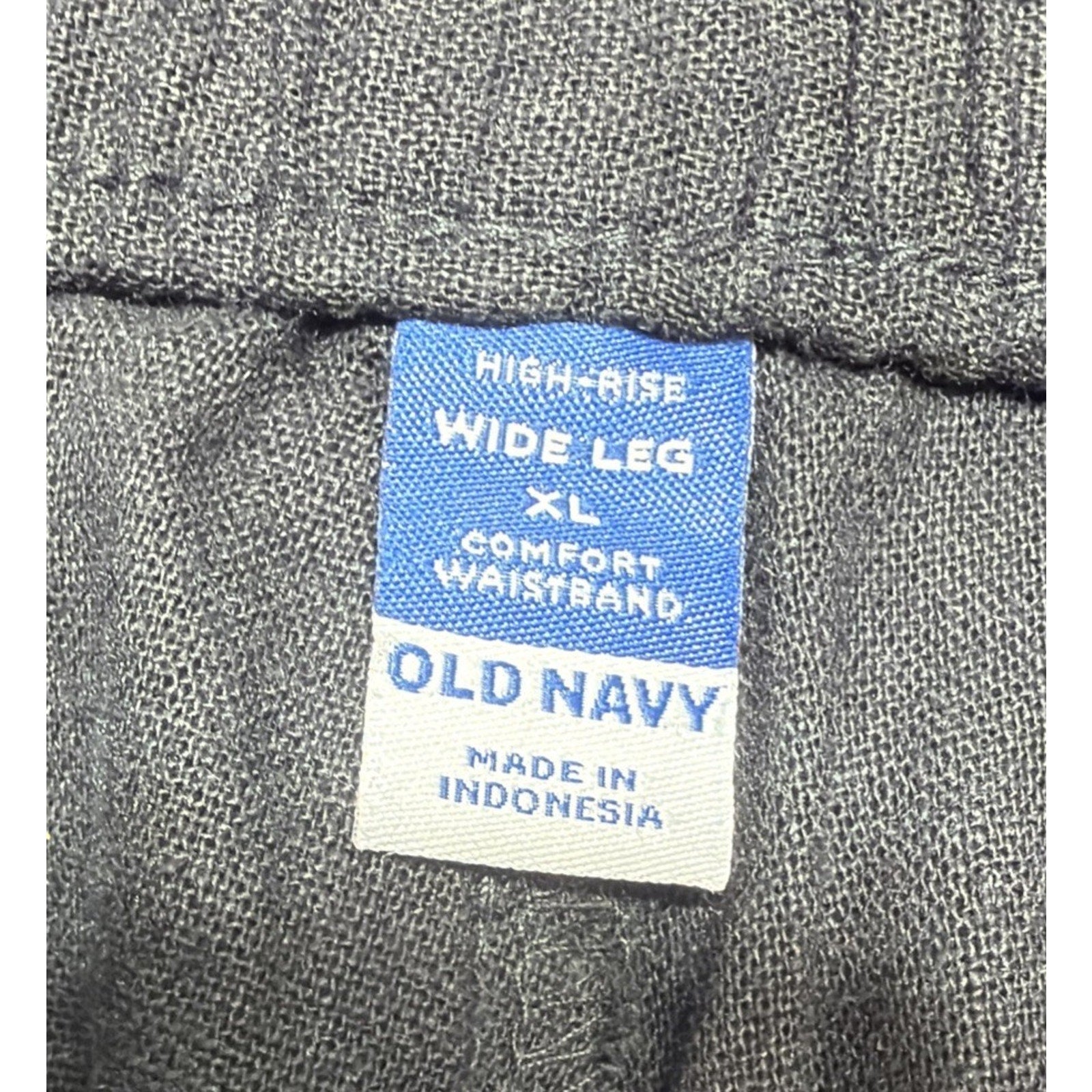 New Old Navy High R Wide Leg Pants Womens XL Black Linen Blend Comfort Waistband