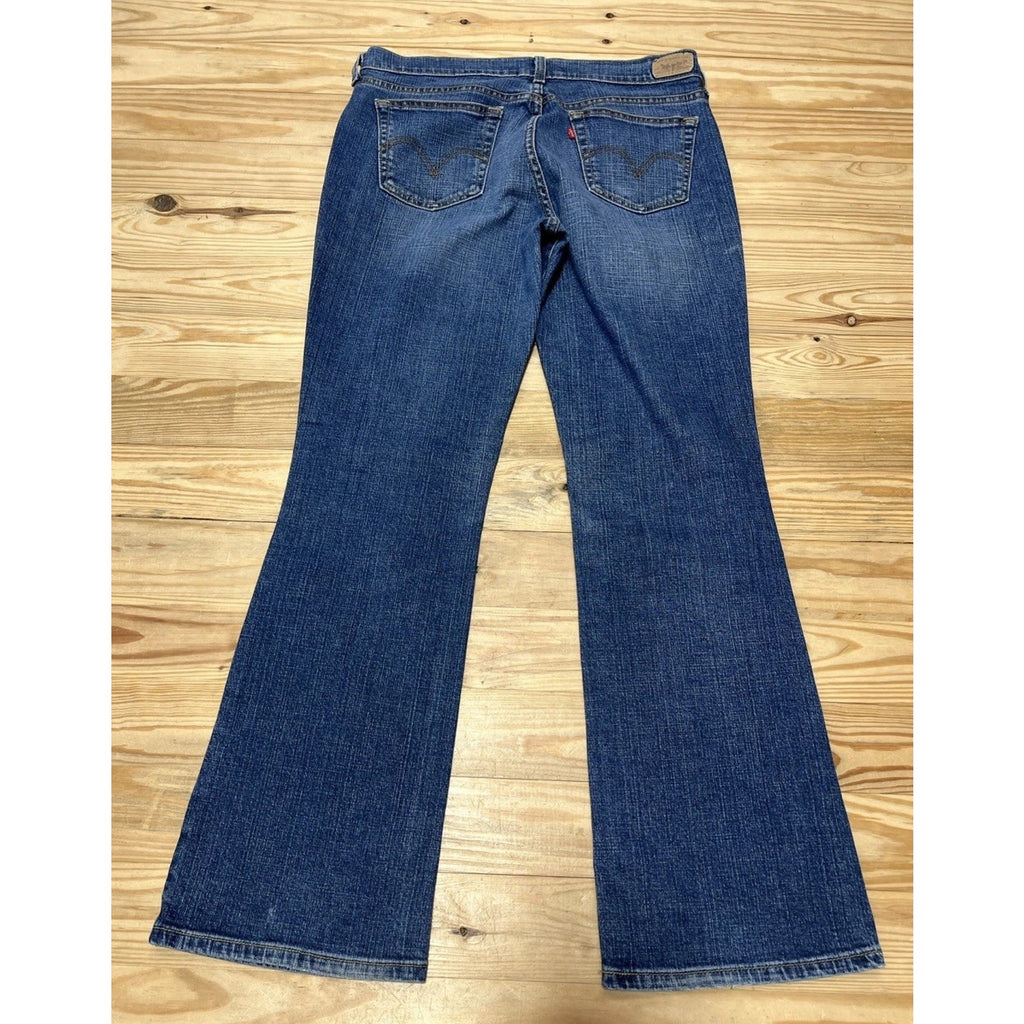 Levis 515 Boot Cut Jeans Womens 10 Blue Distressed Modern Y2K Cowgirl Whiskers