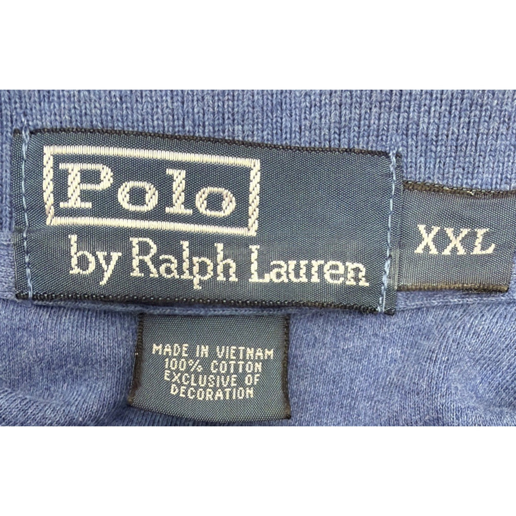 Ralph Lauren Polo Shirt Mens XXL Blue Rugby Long Sleeve Red Pony