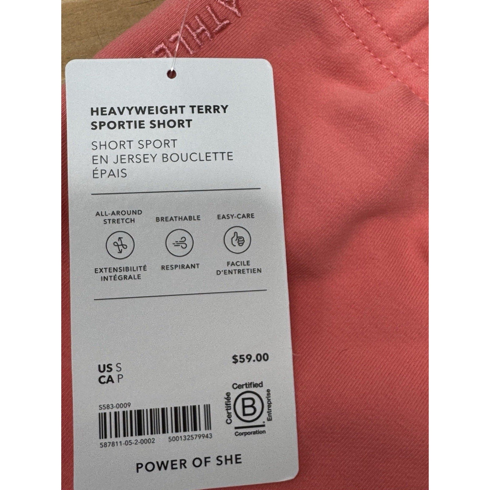 Athleta Terry Sportie Short Pink Heavyweight Women’s Size Small NWT
