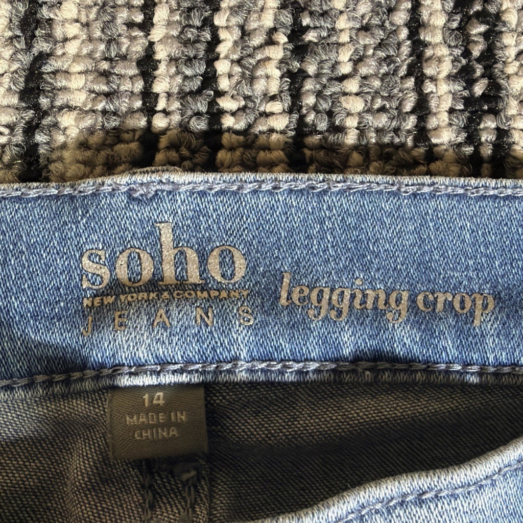 Soho New York Jeans Jegging High Rise Crop Distressed Size 14