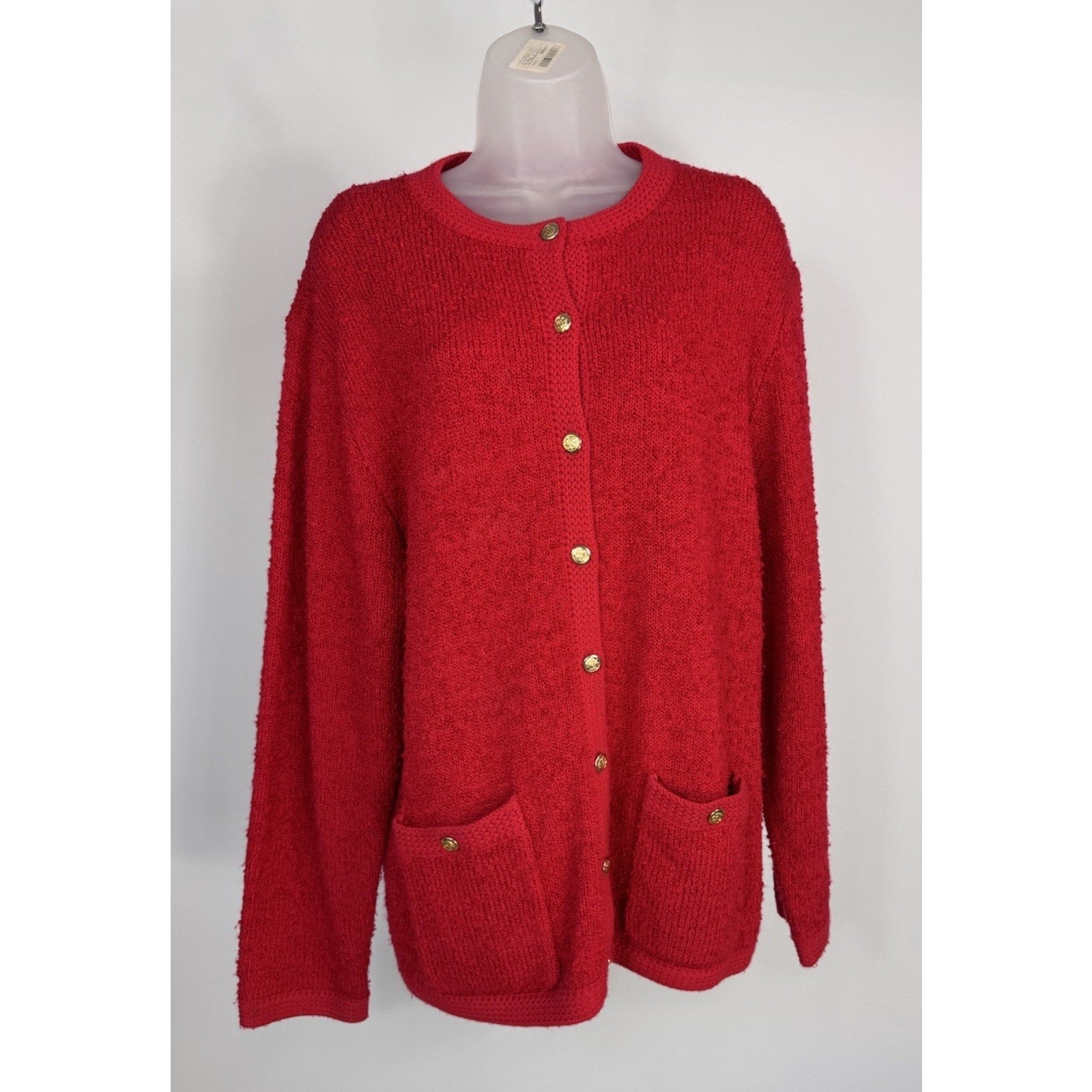 Vintage Willi Of California Button Cardigan Sweater Red Woman X-Large W/Pockets