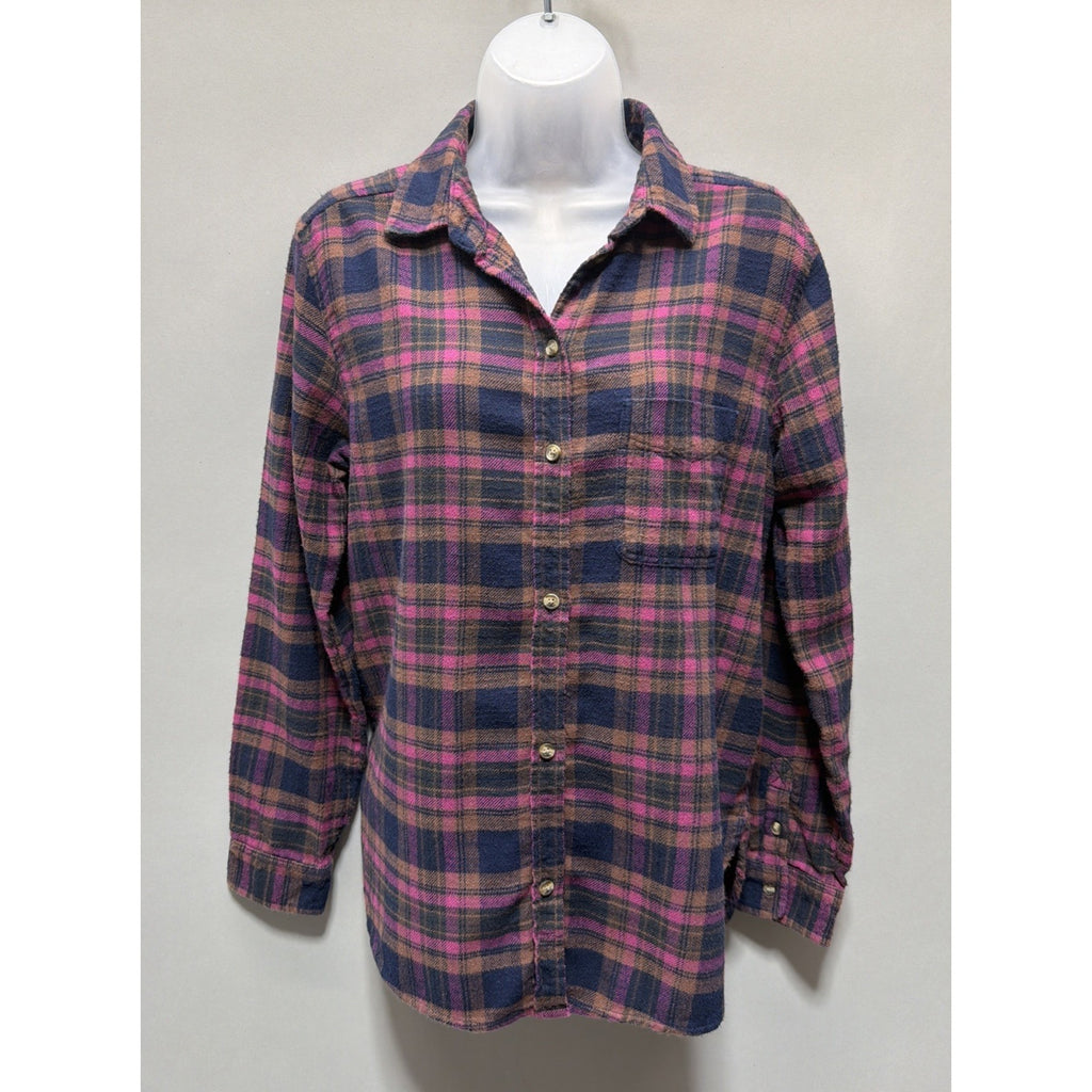 American Eagle Amazingly Soft Shirt Womens M Boyfriend Fit Button Up Plaid