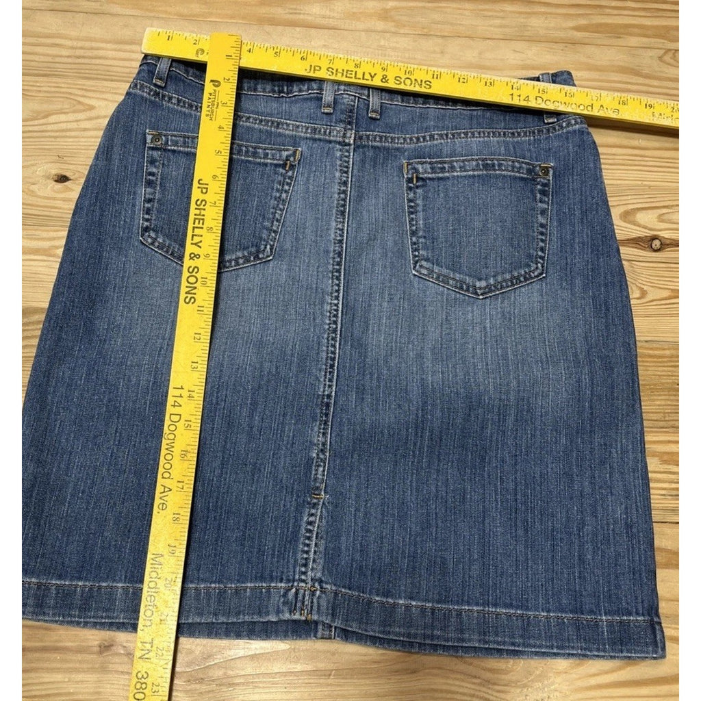 LL Bean Jeans Skirt Womens 10 Favorite Fit Stretch Denim Mini Pencil Above Knee