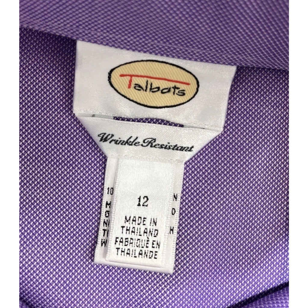 Talbots Wrinkle Resistant Purple LS Button Blouse Women’s Size 12