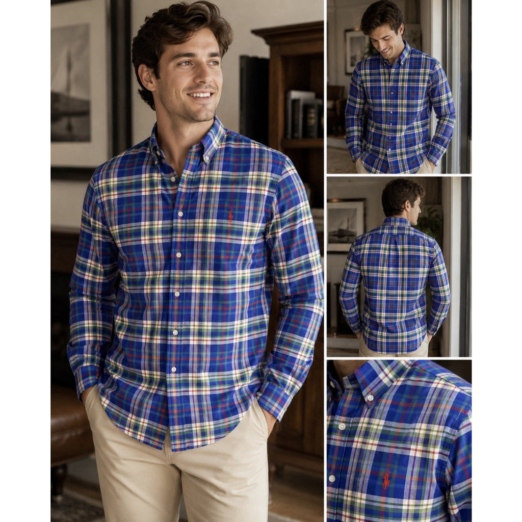 $125 Polo Ralph Lauren Colorful Plaid Oxford Button Down Shirt Mens Large NWT