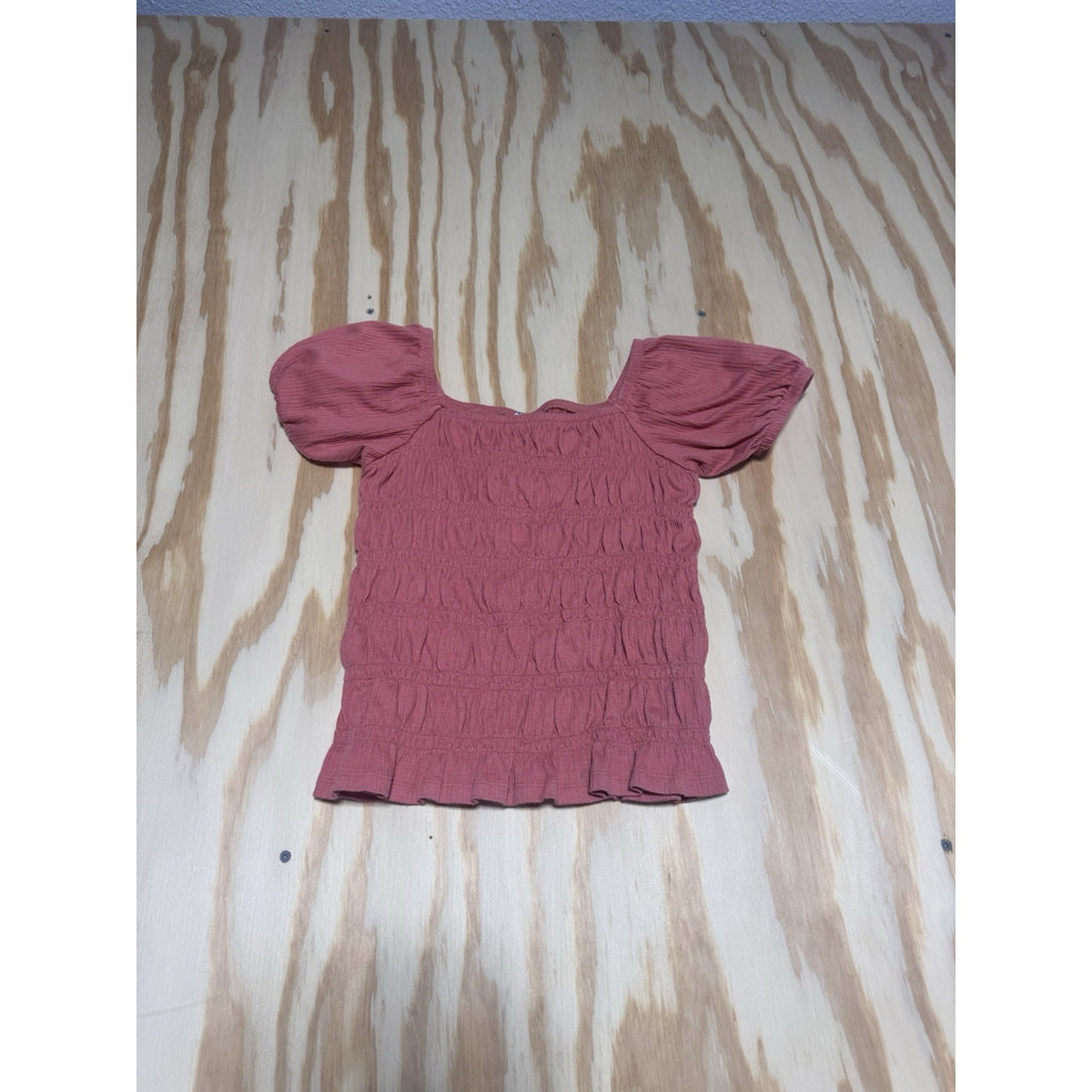 Old Navy Pink Smocked Youth X-Large (14-16) Square Neck Puff Sleeve Blouse