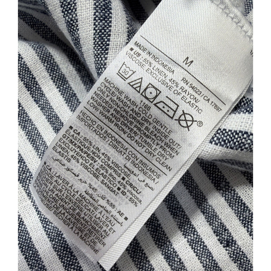 Old Navy Linen Blend Striped Tie Shoulder Straps Mini Dress Size Medium