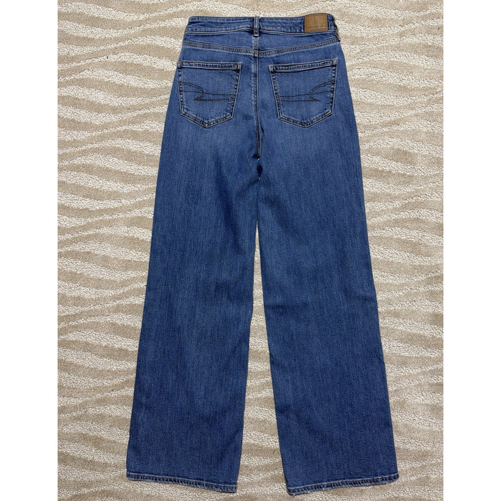 American Eagle Super High Rise Baggy Wide Leg Distressed Jeans Size 2 / 27x31