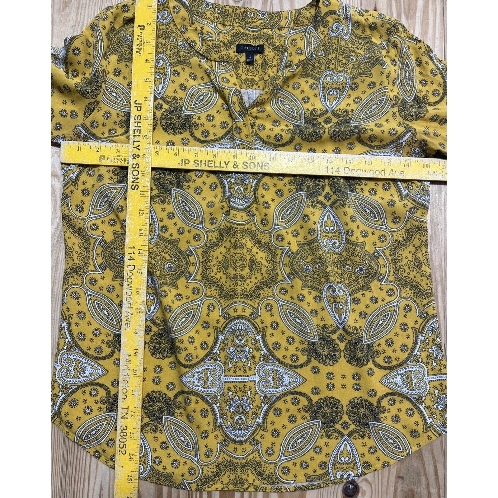 Talbots Women's Knit Top Size S Multicolored Paisley Print Long Sleeve Blouse