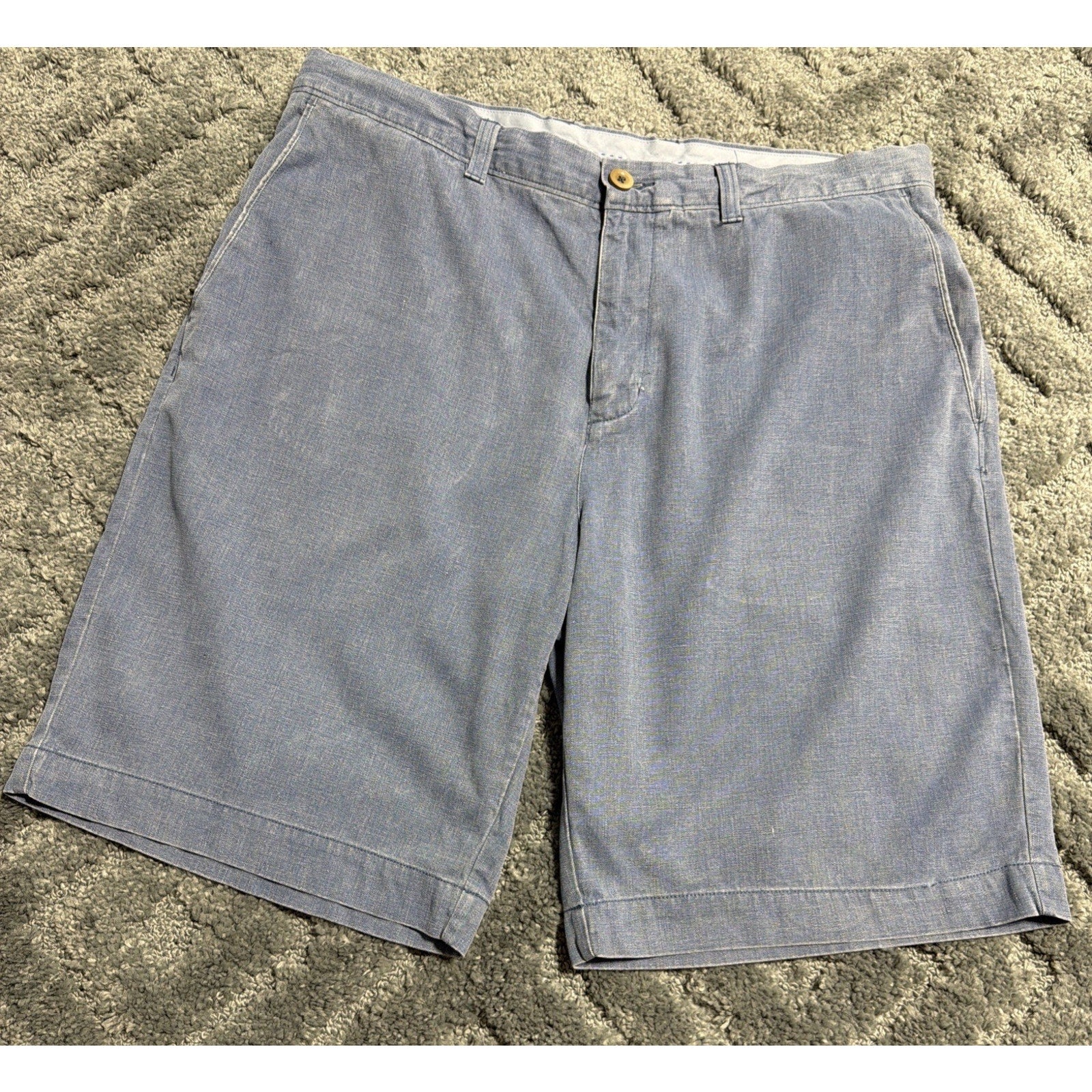 Tommy Bahama Bermuda Havana Herringbone Shorts Blue Silk Size 36