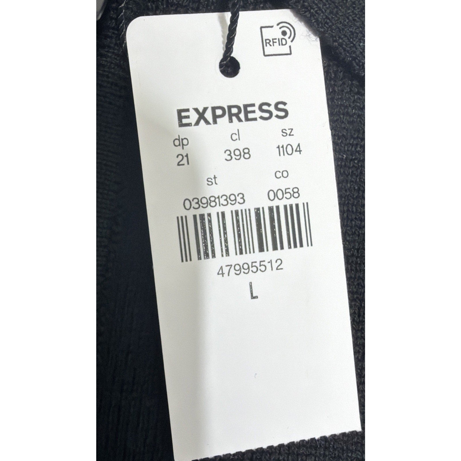Express Sweater Mens Large Black 100% Merino Wool Long Sleeve Polo Knit New