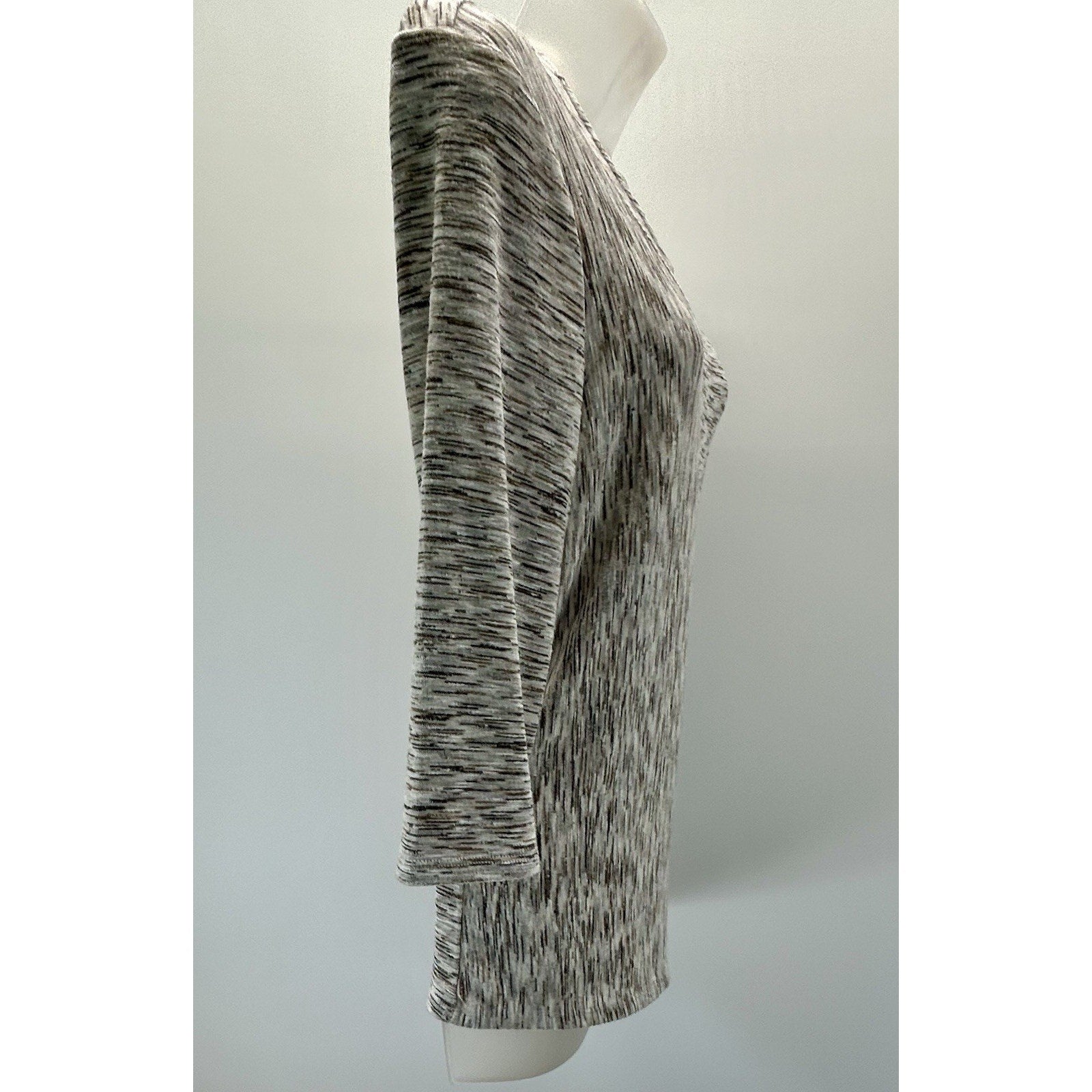Chicos Shirt Women's 1 Medium mimi marble spacedye heather wrap 3/4 Sleeve.