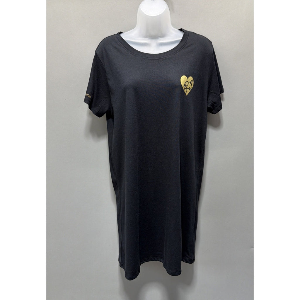 Bare Necessities Black and Gold Short Sleeve Tee Shirt Pajama Dress XL