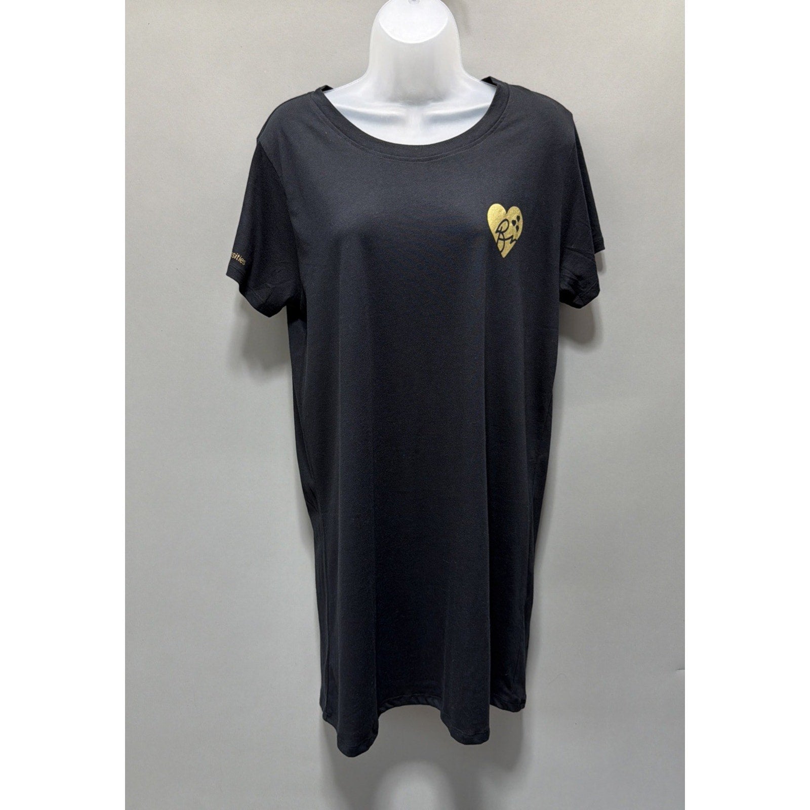 Bare Necessities Black and Gold Short Sleeve Tee Shirt Pajama Dress XL