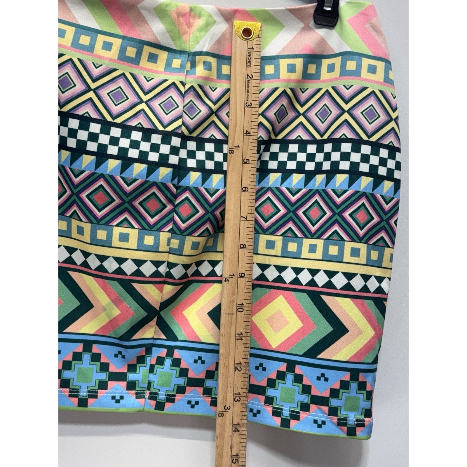 “Here For The Party”Aztec Print Zip Front Mini Skirt multi Color Women’s M