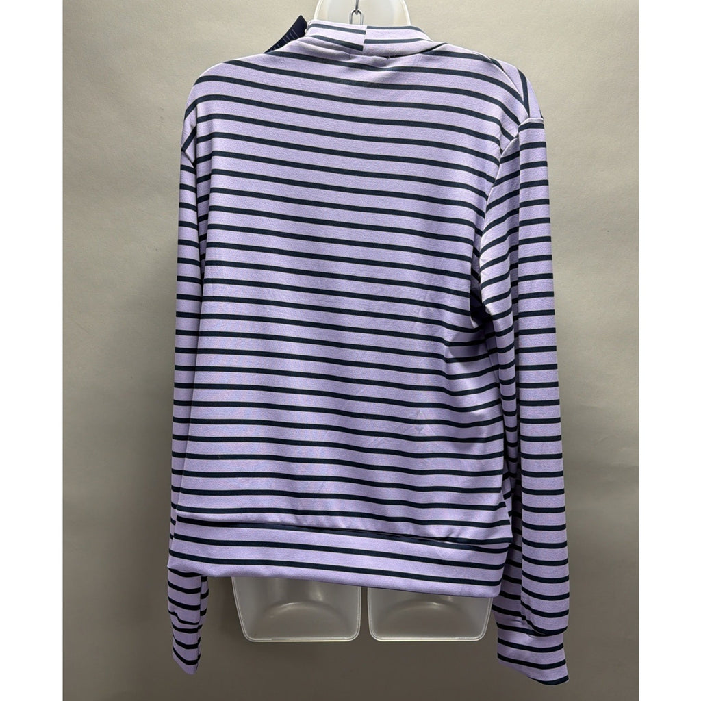 NWT Sampeel Women's High Neck Long Sleeve Tunic Top Size Large Striped Blue