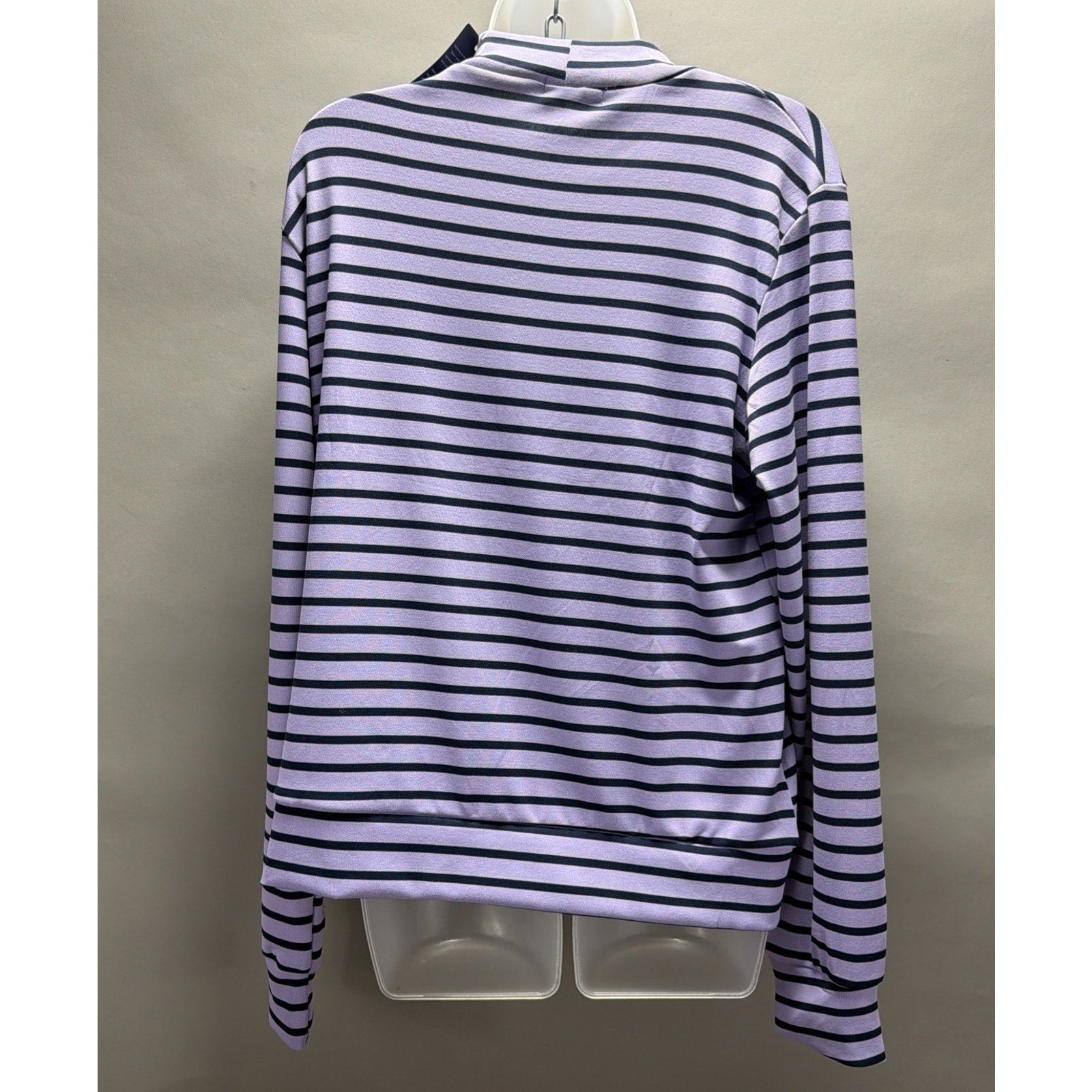 NWT Sampeel Women's High Neck Long Sleeve Tunic Top Size Large Striped Blue