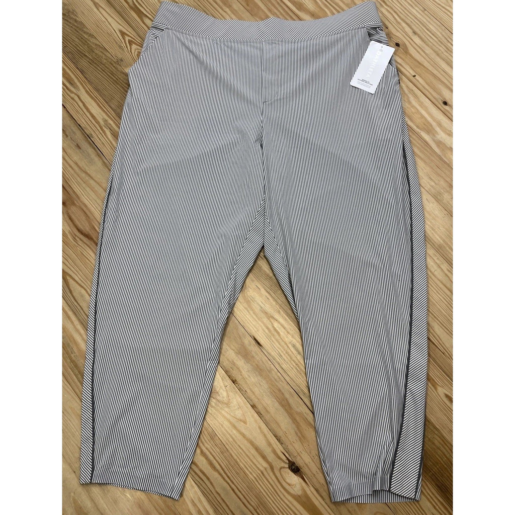 Athleta Brooklyn Textured Ankle Pants Women Size 22 City Stripe Gray/White