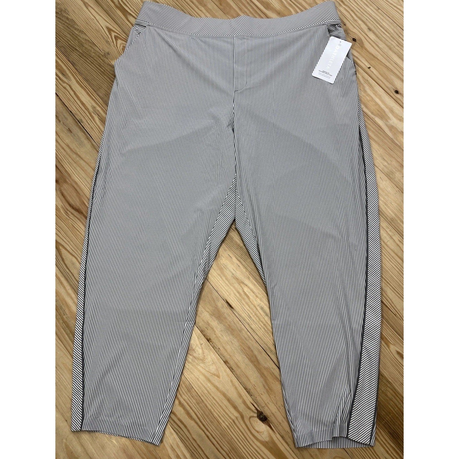 Athleta Brooklyn Textured Ankle Pants Women Size 22 City Stripe Gray/White