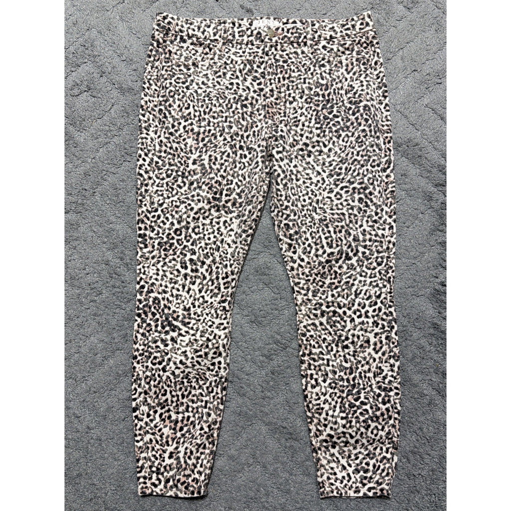 7 For All Mankind Jeans High Rise Ankle Skinny Leopard Print Women 14 Stretch