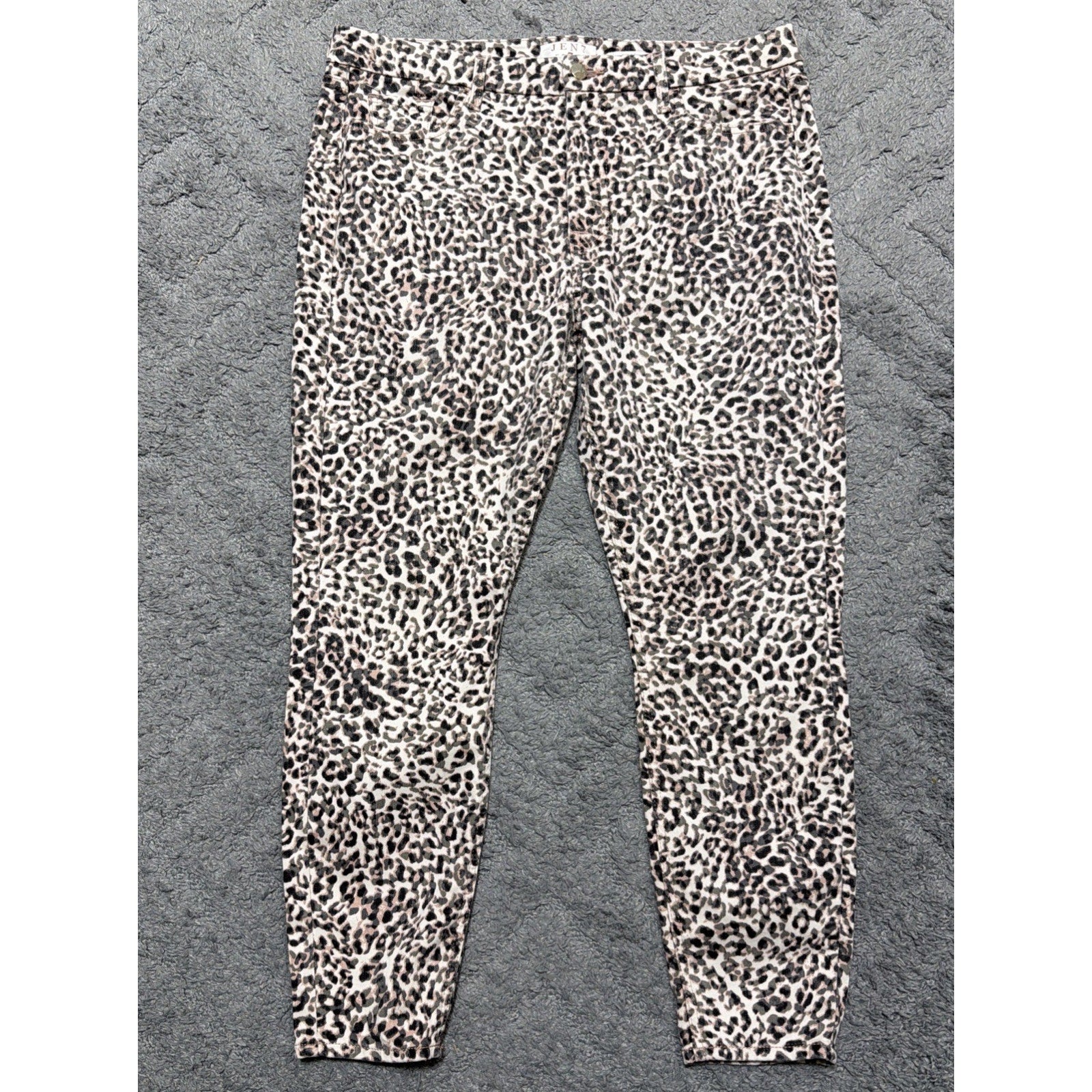 7 For All Mankind Jeans High Rise Ankle Skinny Leopard Print Women 14 Stretch