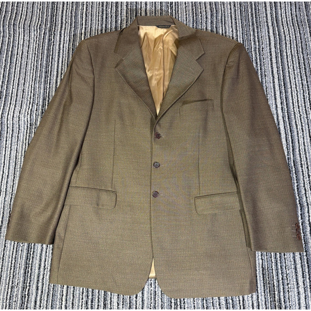 Vtg Louis Dell Olio Made In Italy Mens 100% Wool BROWN Sport Coat Blazer 44 Long