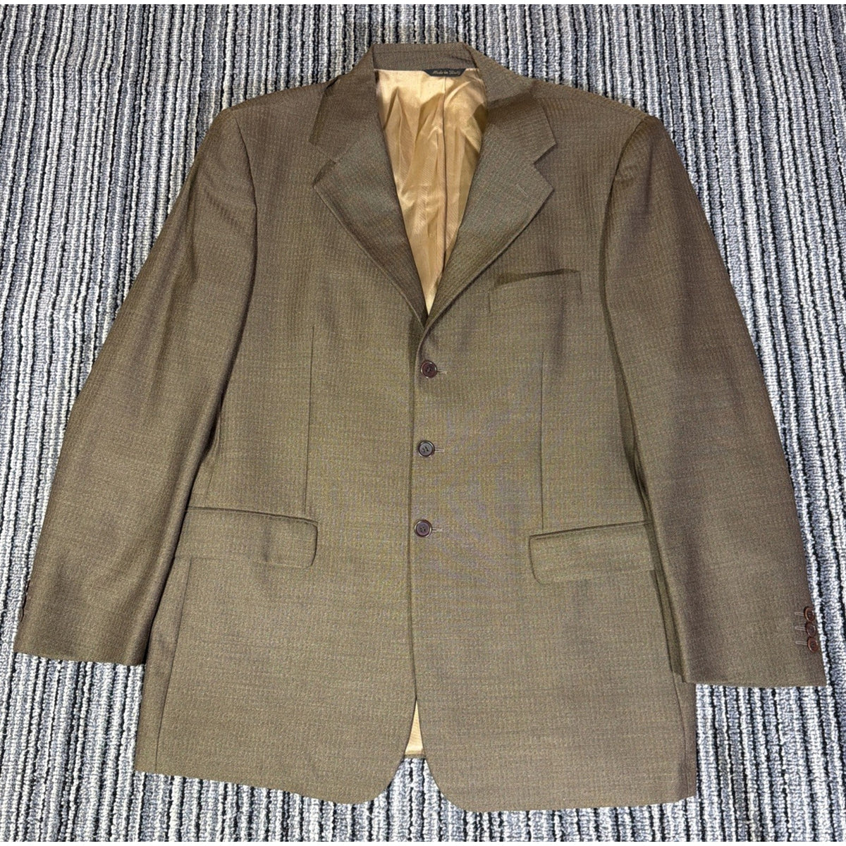 Vtg Louis Dell Olio Made In Italy Mens 100% Wool BROWN Sport Coat Blazer 44 Long