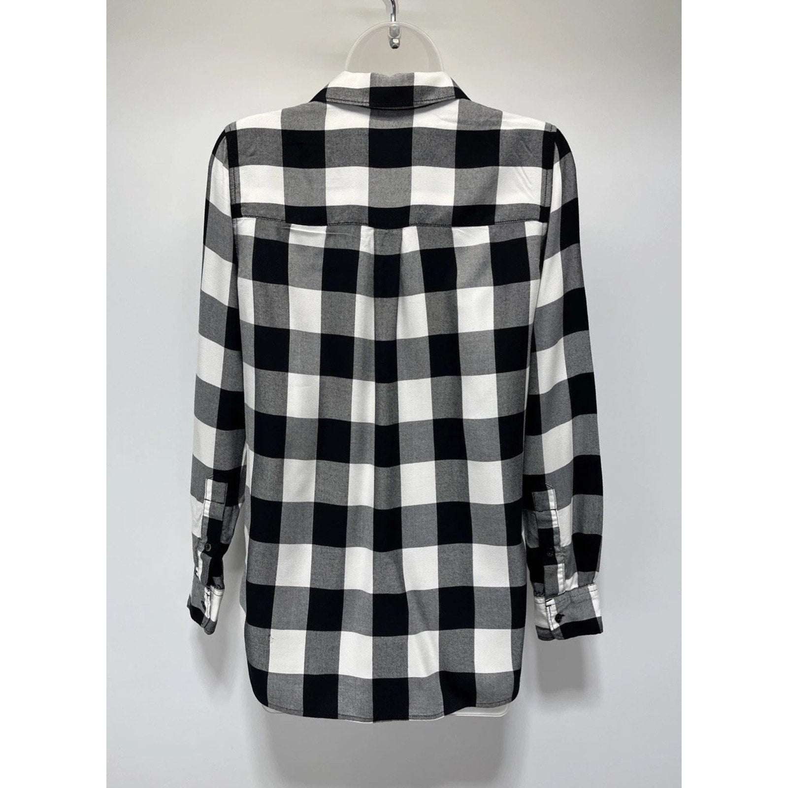 Madewell Women's Button Down Plaid Shirt Size XS Black /White Slim Fit