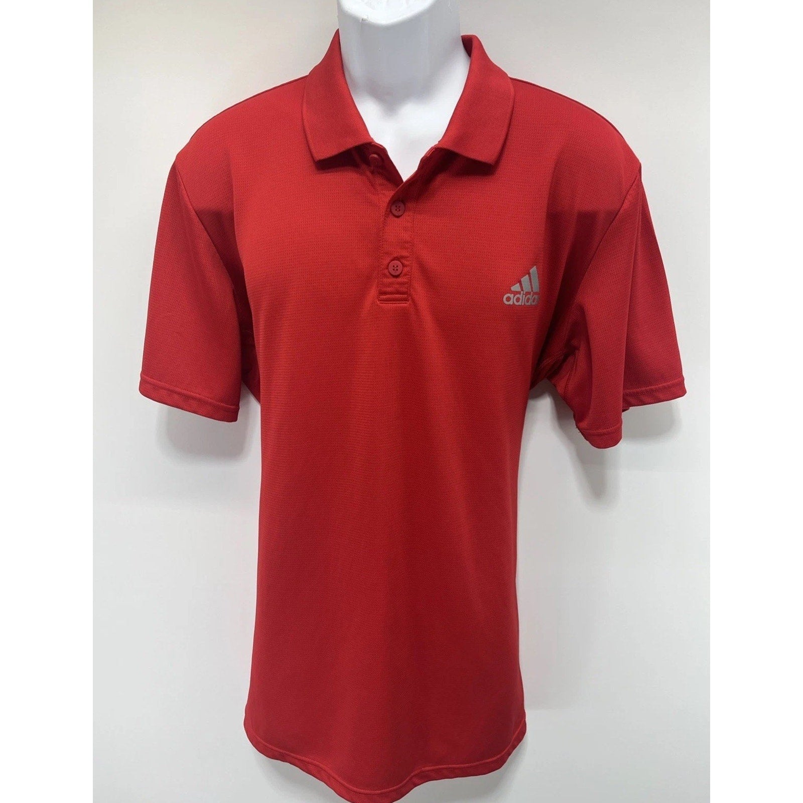 Adidas Aeroready Red Grey Lettering Short Sleeve Polo Size XL Golf
