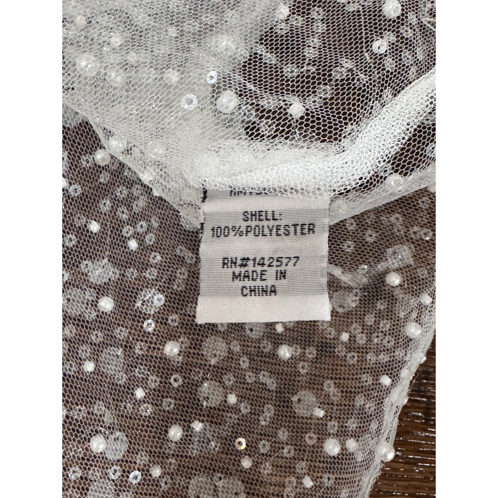 Haute Monde Young Contemporary Pearl Mesh Top Size Large
