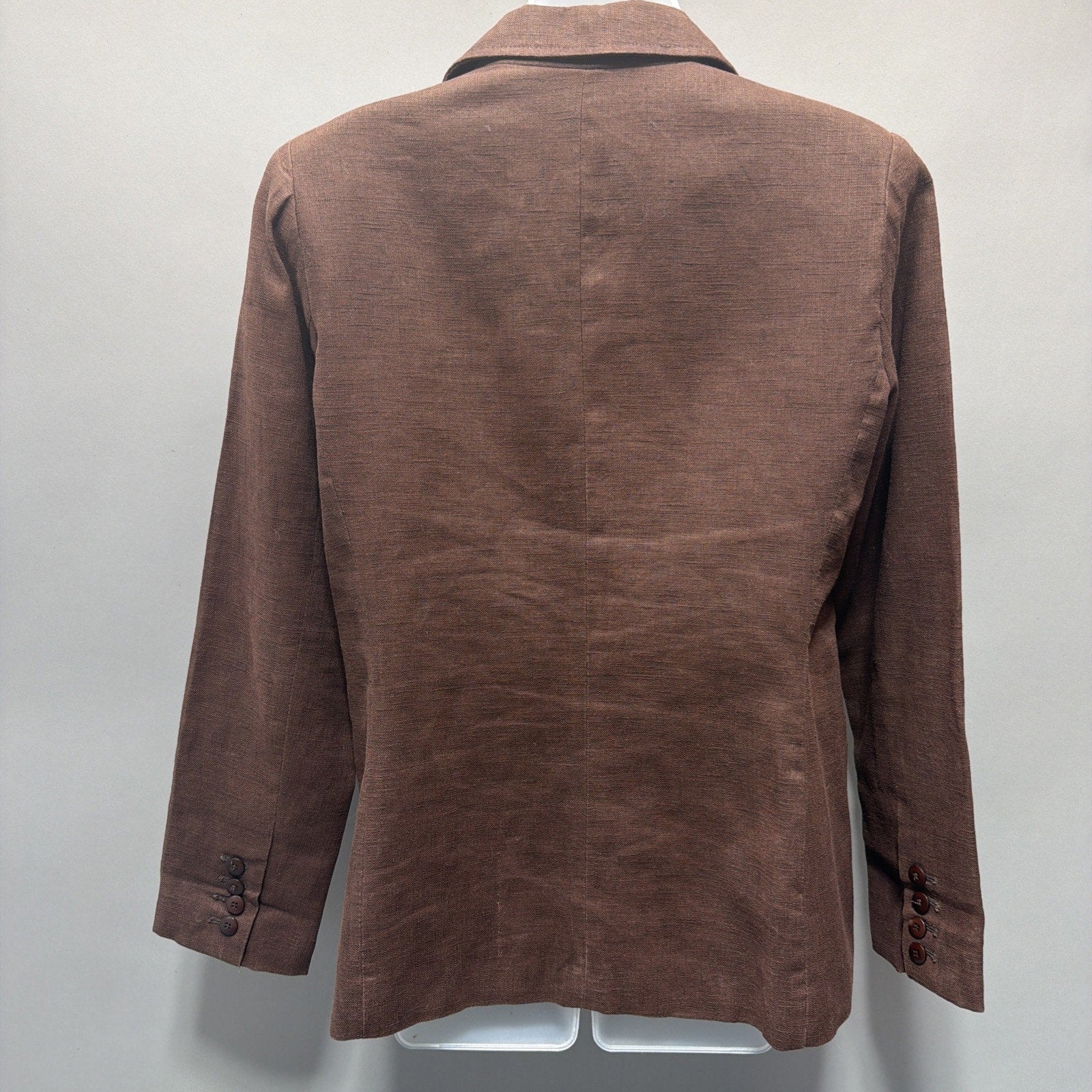 Harve Benard Brown 100% Linen Blazer Jacket 1 Button Down Lagenlook Size 10