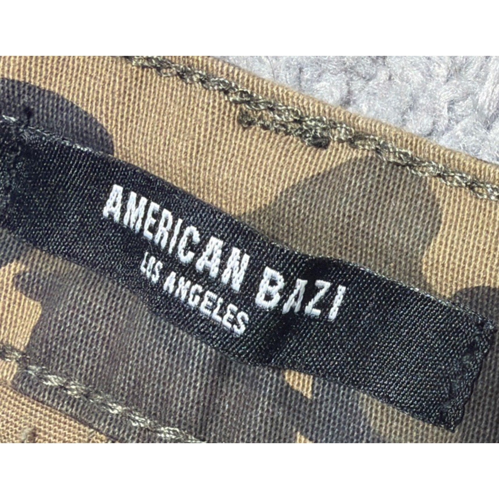 American Bazi Los Angeles High Rise Ruched Boot Camo Distressed jeans sz S New