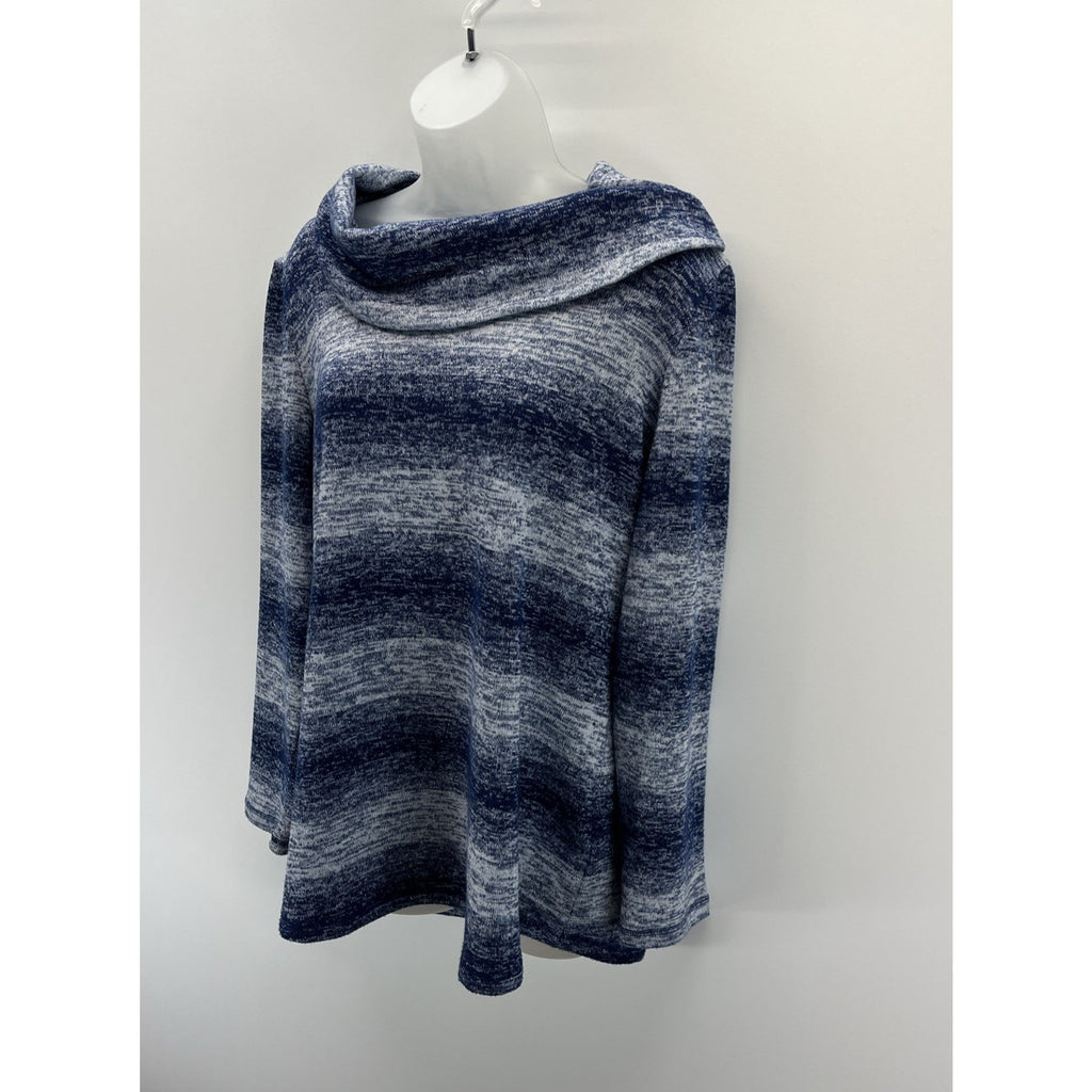 T by Talbots Ombre Stripe Cowl Pullover size Large Blue