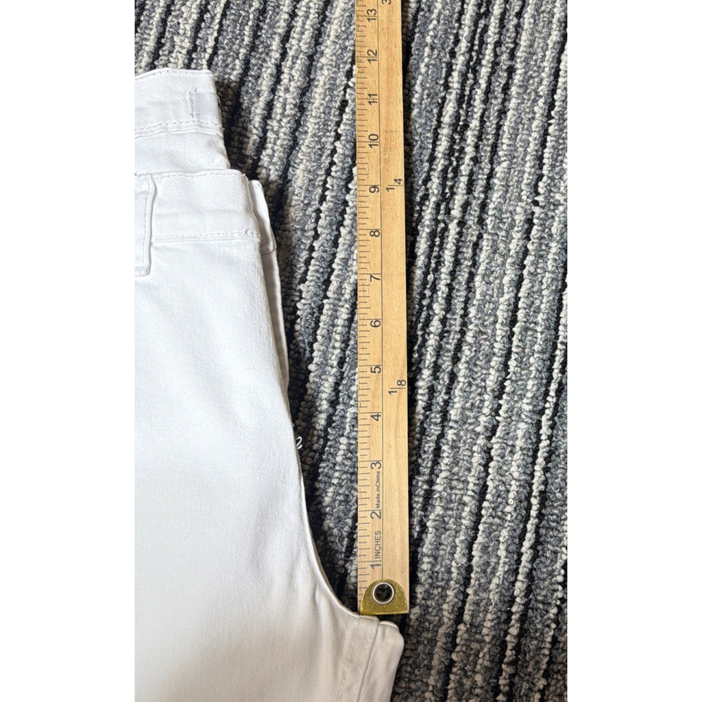 Kensie Jeans The Short White Denim Bermuda Shorts Cuffed Stretch Size 4/27