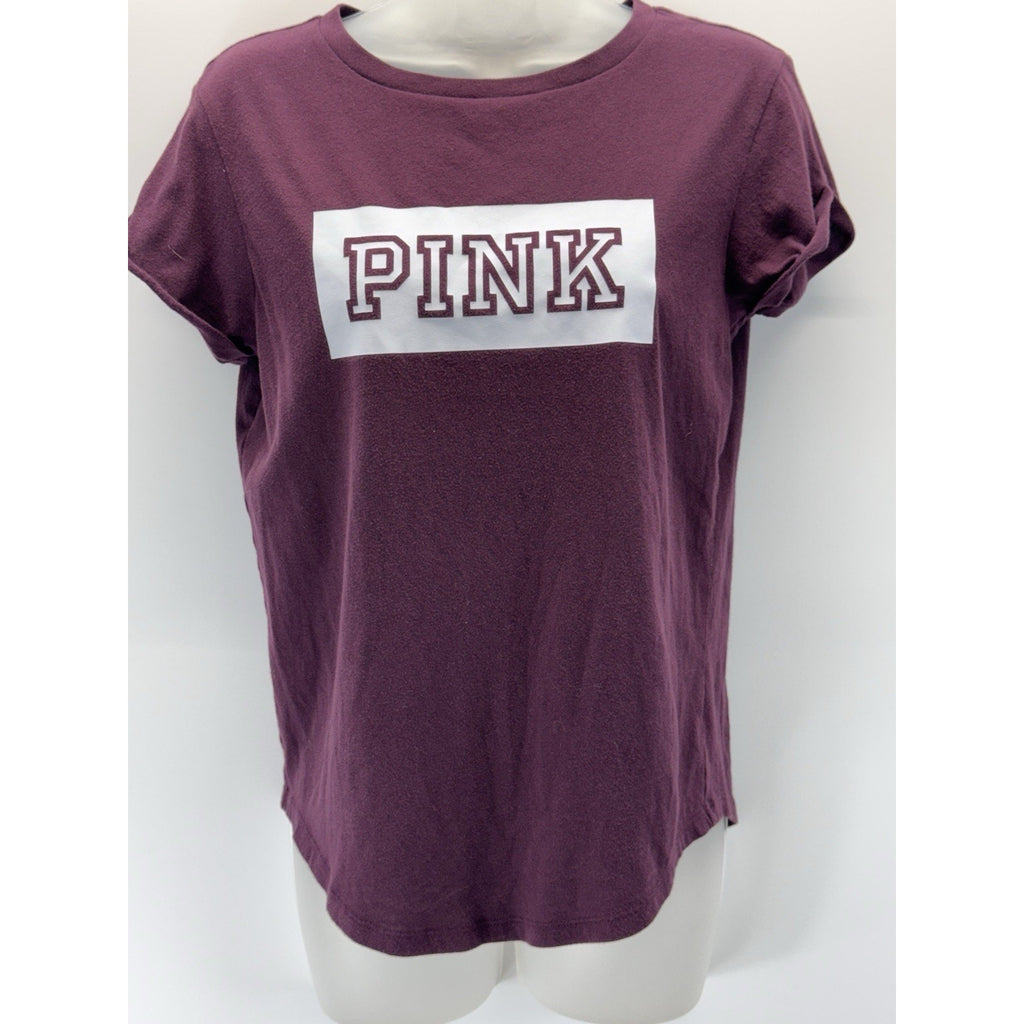 Pink By Victoria Secret Maroon Short Sleeve T-shirt Cap Sleeve Women’s Size S