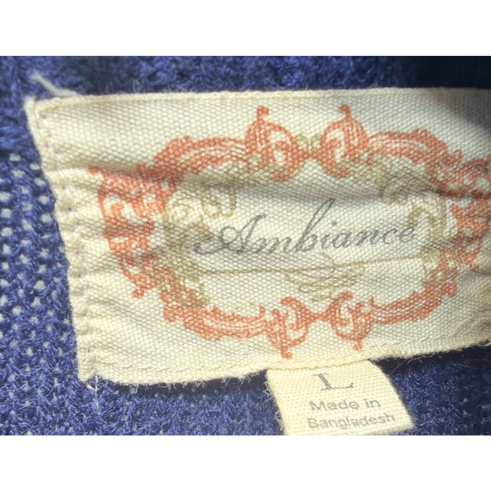 Ambiance Acrylic Sweater Women's Navy Blue Open Front Cardigan Size Large