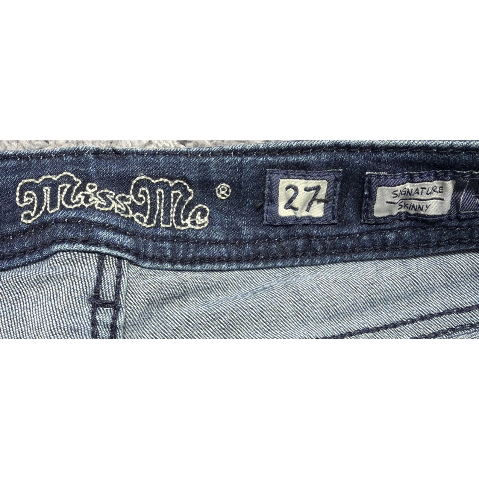 Miss Me Signature Skinny Womens Denim Blue Jeans Size 27 Dark Wash