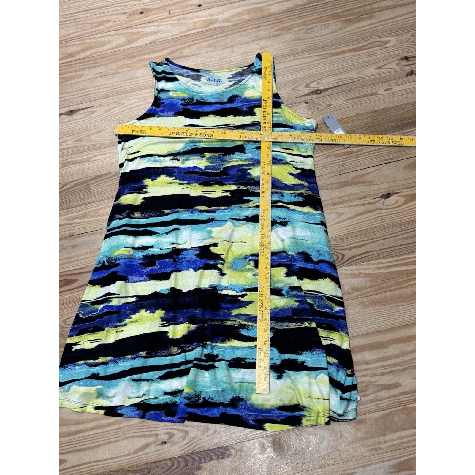 Apt. 9 Geometric Sleeveless Midi-Dress Black Purple Yellow Women’s Size 1X