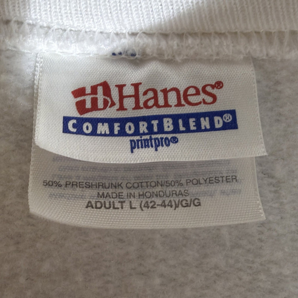 Vintage Christmas Soft Fleece Sweatshirt Adult Large White Embroidered Hanes
