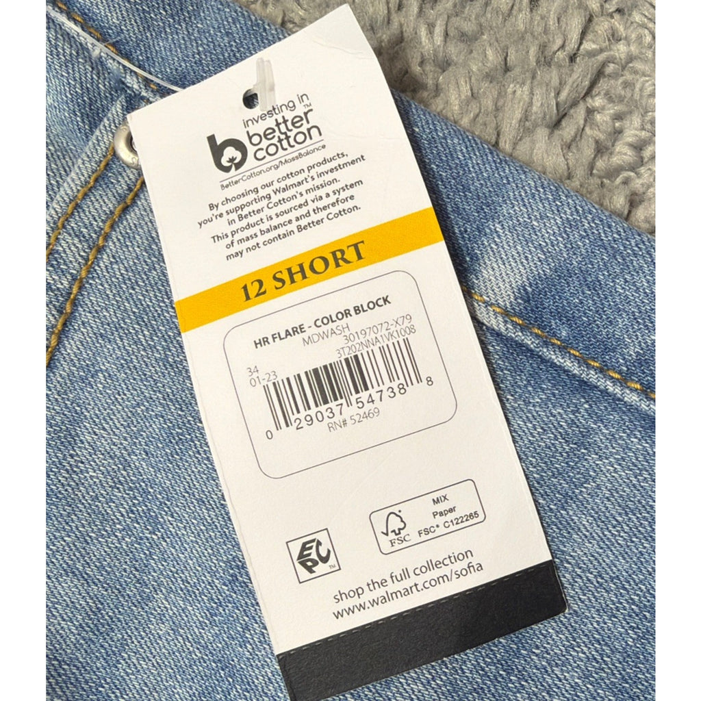 Sofia Jeans Womens Size 12 Short High Rise Flare Color Block Jeans NWT 32x31