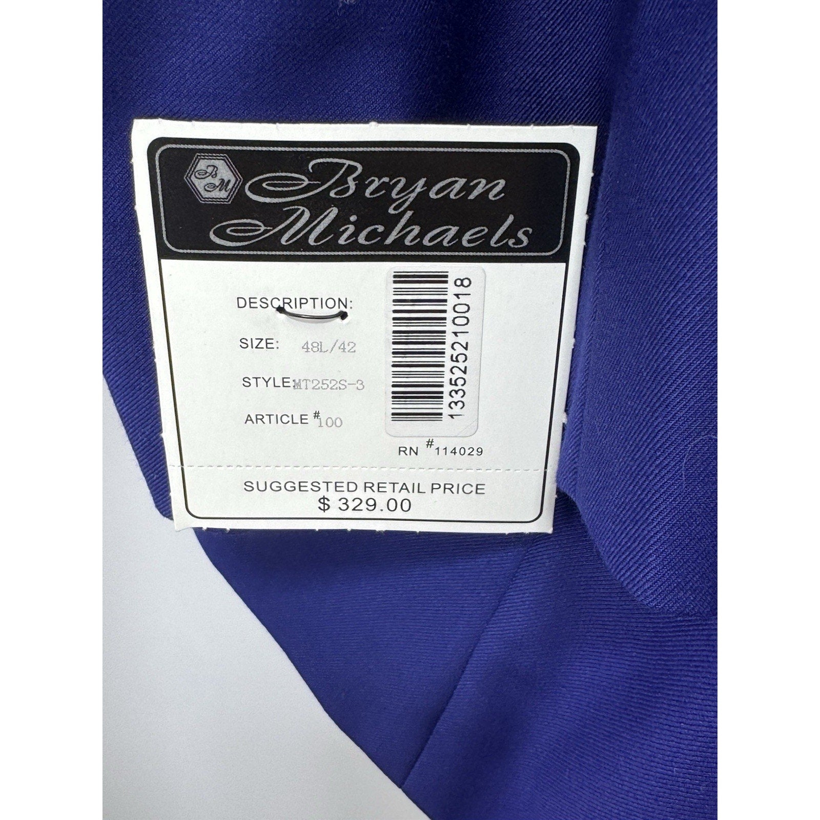 Bryan Michaels Purple Black Tuxedo Suit Jacket Blazer Mens Size 46L NWT