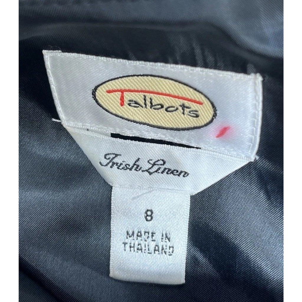 Talbots Irish Linen Black Formal Business Casual Lined Dress Sleeveless Size 8