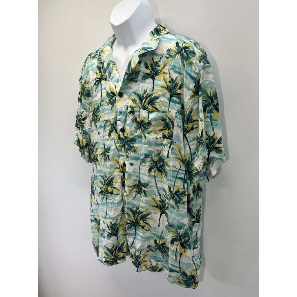 Hawaiian OLD NAVY Shirt Rayon Palm TREES mens NICE XL
