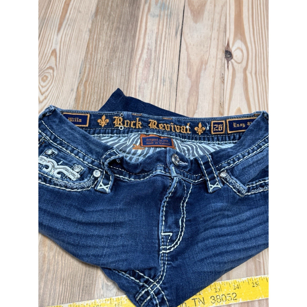 Rock Revival Willa Easy Skinny Blue Jeans Women’s Size 26x 31 Spot In Pic