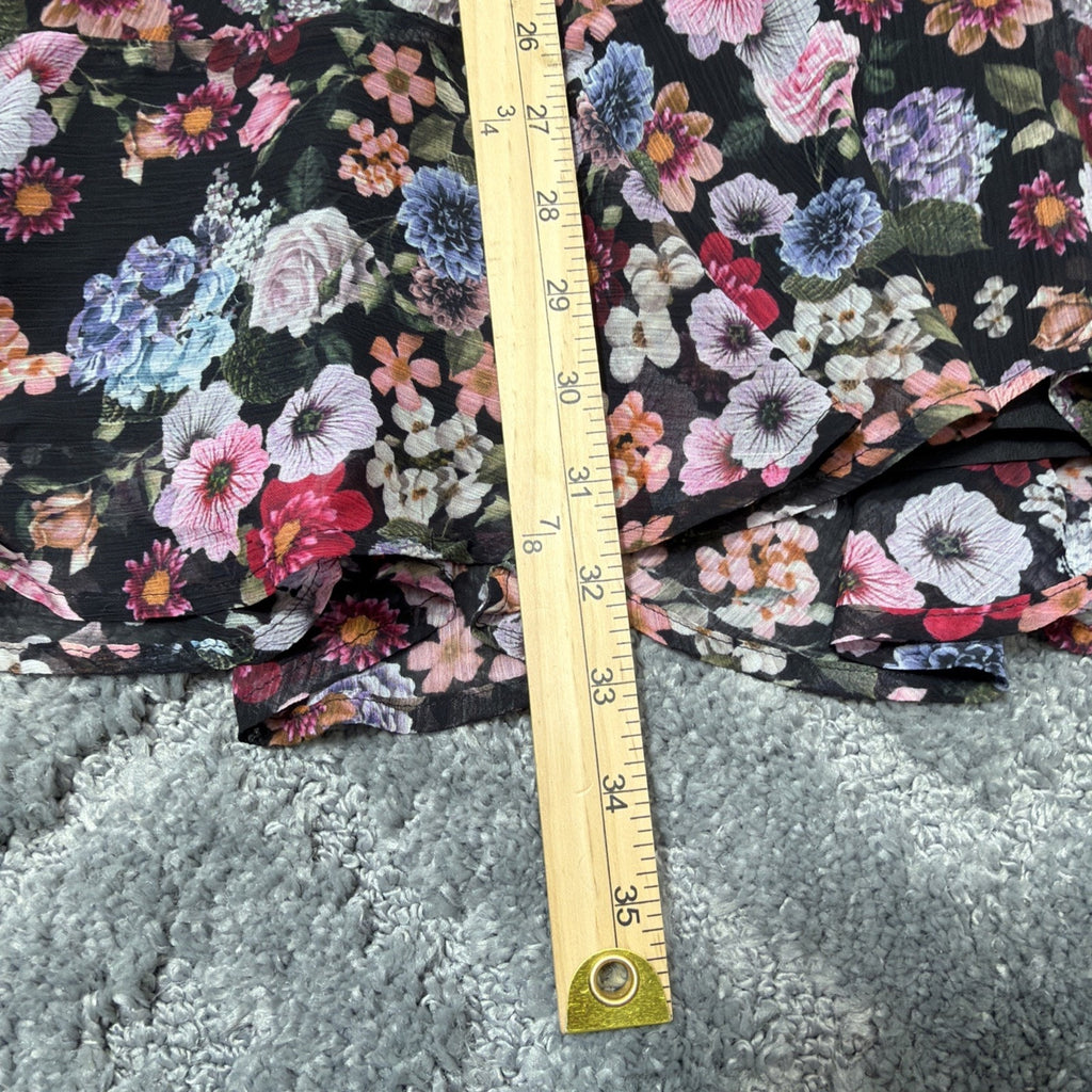 Express Conscious Edit floral Rushed Ruffle fit and flare dress size XS