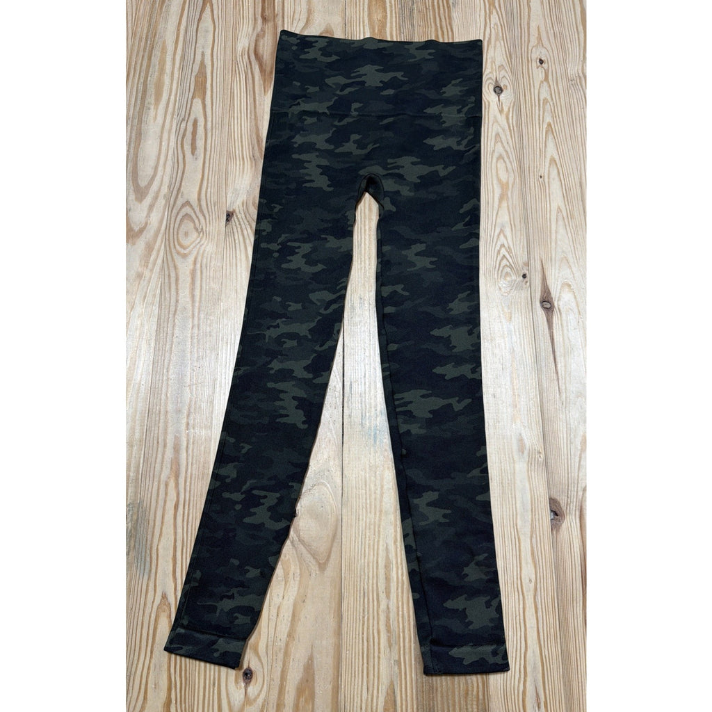 Spanx Look At Me Now Seamless Leggings Green Camo Camouflage Womens Sz S