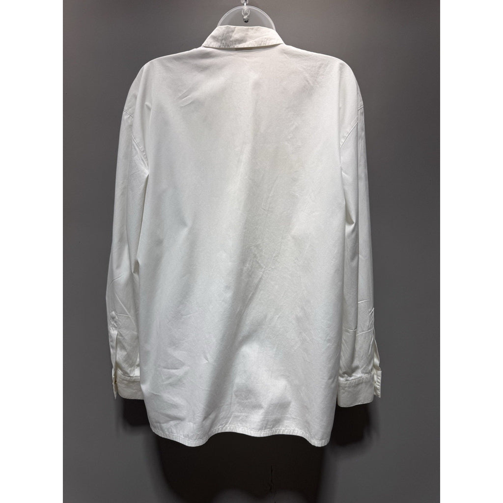 Vintage ESCADA Margaretha Ley White Embroidered Animal Blouse Gold Buttons Sz 40