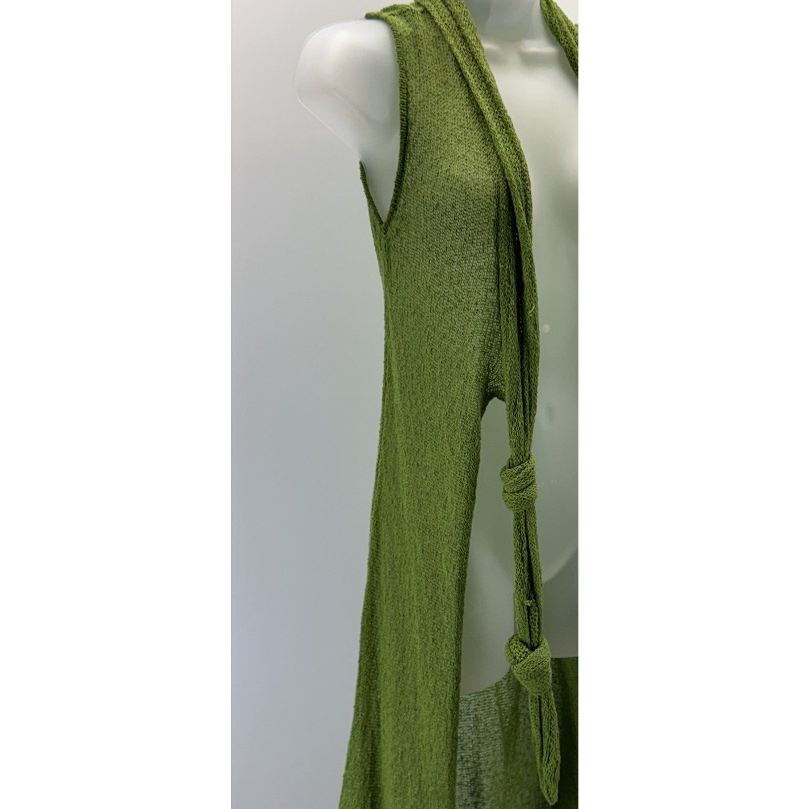 MECHANT Open Knotted Shawl Sweater Green Boho Hippie Women’s Size Small