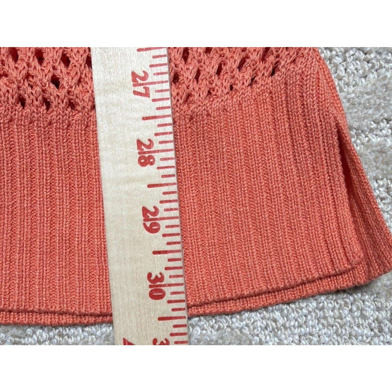 Chicos Mesh Sweater Size 1/M Sunrise Orange Knit Lined Long Sleeve Tunic NWT